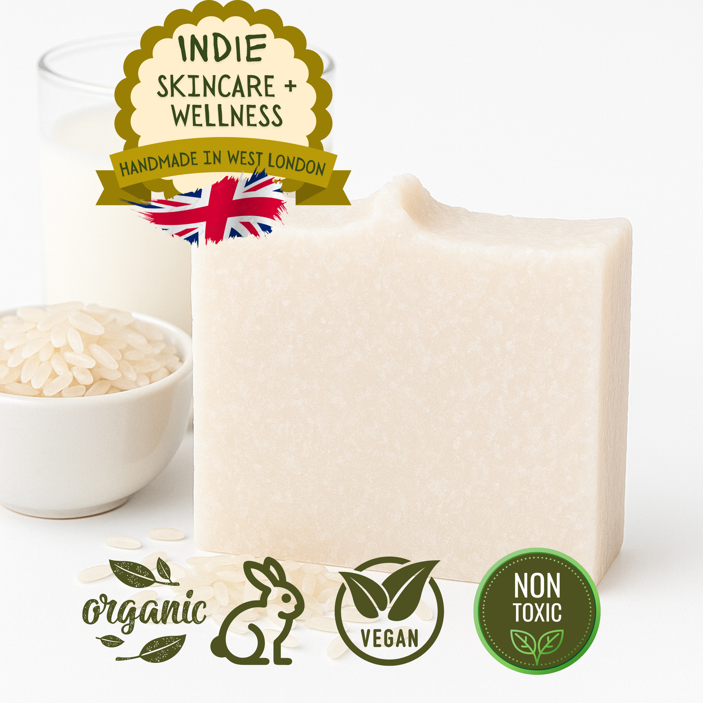 Organic Rice Milk Soap for Brightening Hyperpigmentation Dull Skin - Sapónne Naturals