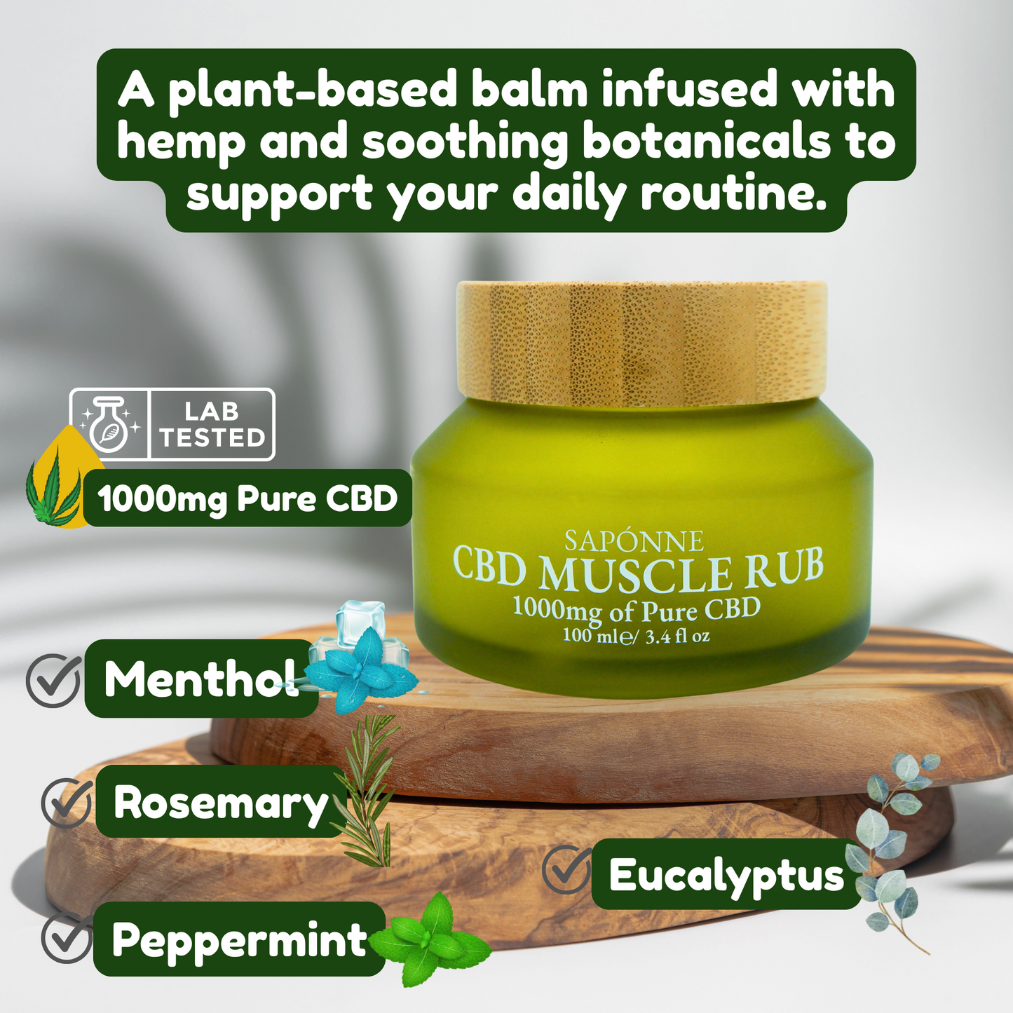 Vegan CBD Balm with Menthol, Rosemary and Eucalyptus