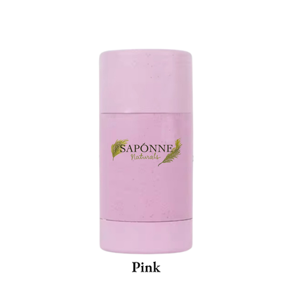 Pink container with 'Saponne Naturals' logo on a white background