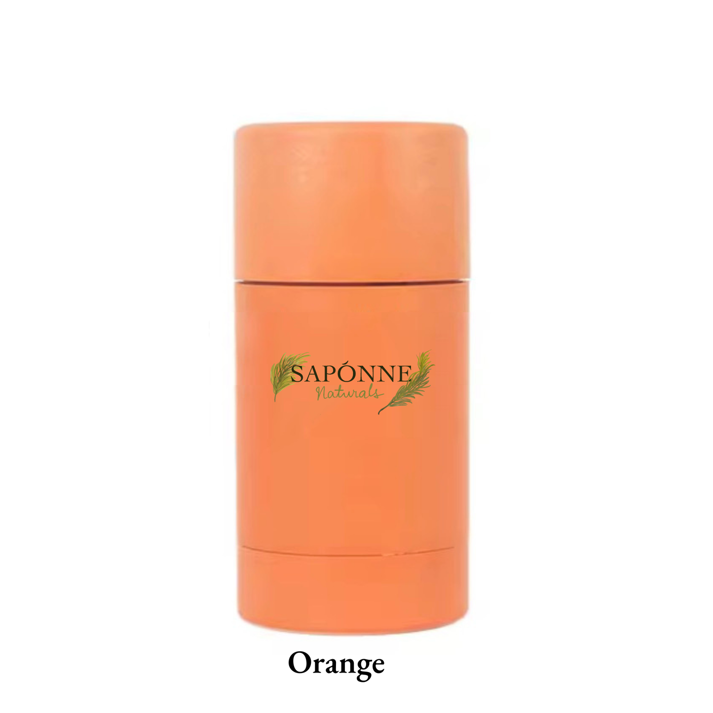 Orange cylindrical container with 'Saponne' branding on a white background