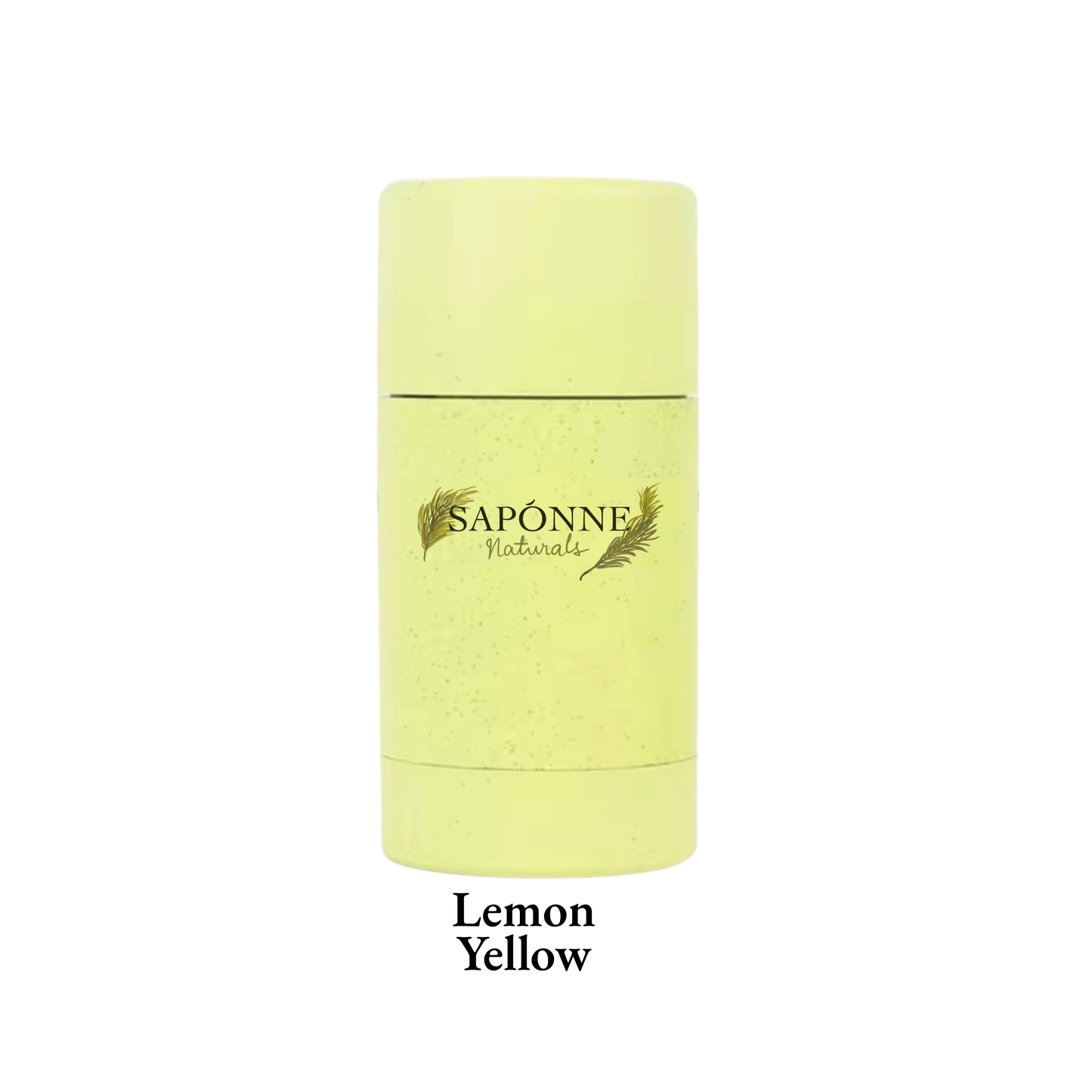 Yellow container with 'Saponne Naturals' branding on a white background