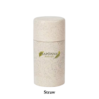 Cylindrical container with 'Saponne Naturals' branding on a white background