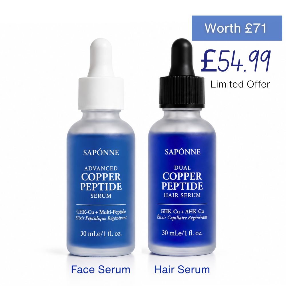 Copper Peptide Hair Serum and Face Serum by Sapónne Naturals