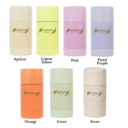 Set of Saponne Naturals Deodorant products in various colours on a white background