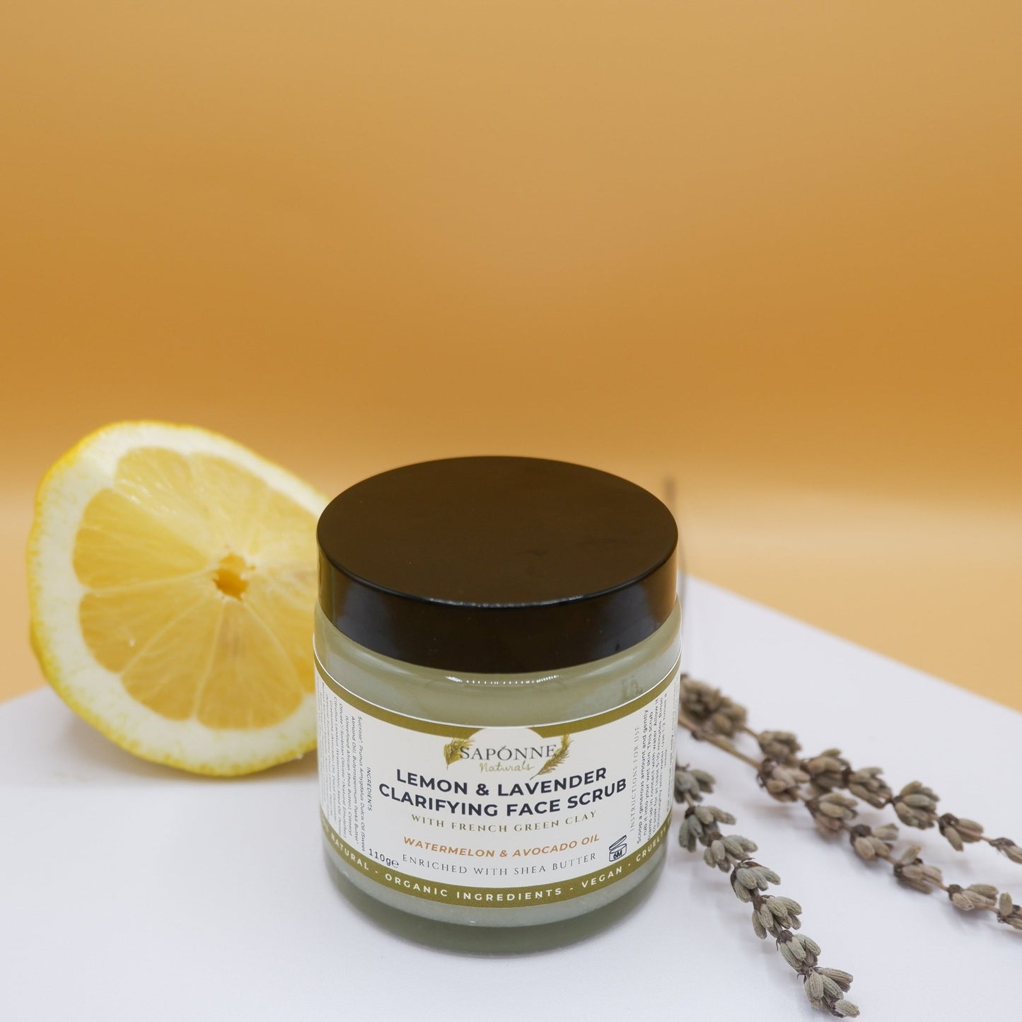 Clarifying Face Scrub (Lemon & Lavender) - Sapónne Naturals