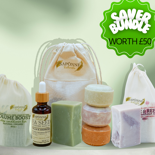 Nourish Your Locks Bundle (Shampoo Bar and Hair Oil Combo) - Sapónne Naturals