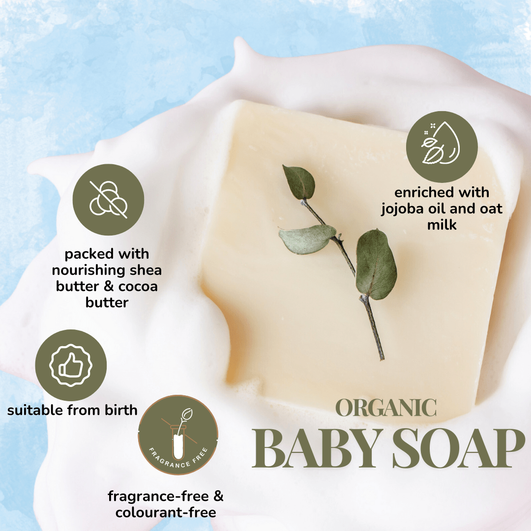 Organic Baby Soap - Gentle, Hypoallergenic, & Fragrance - Free - Sapónne Naturals