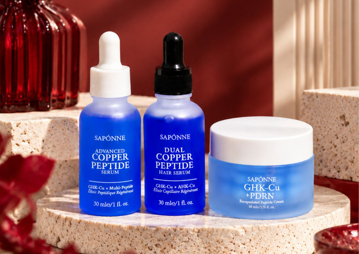 saponne naturals full copper peptide skincare collection