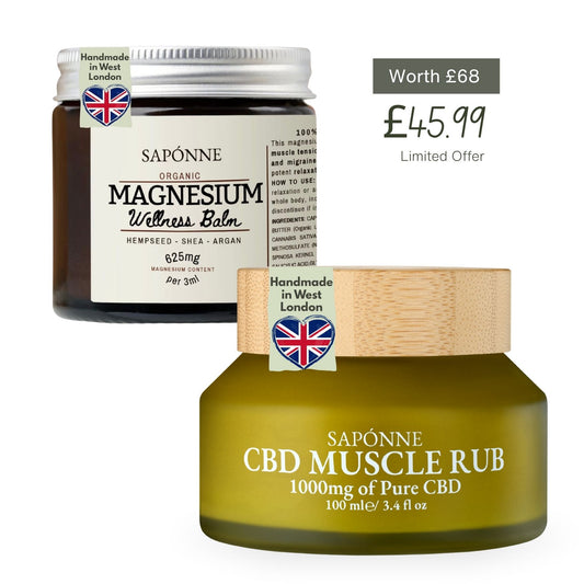Sapónne CBD Muscle Rub and Magnesium Wellness Balm Bundle
