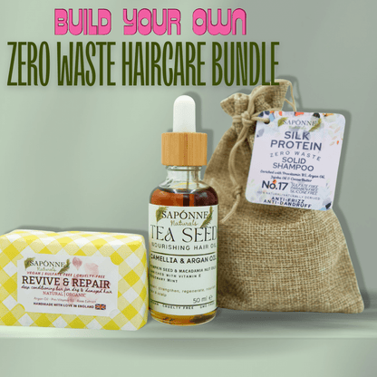 Zero Waste Hair Care Bundle (Shampoo, Conditioner, & Hair Oil Set) - Sapónne Naturals