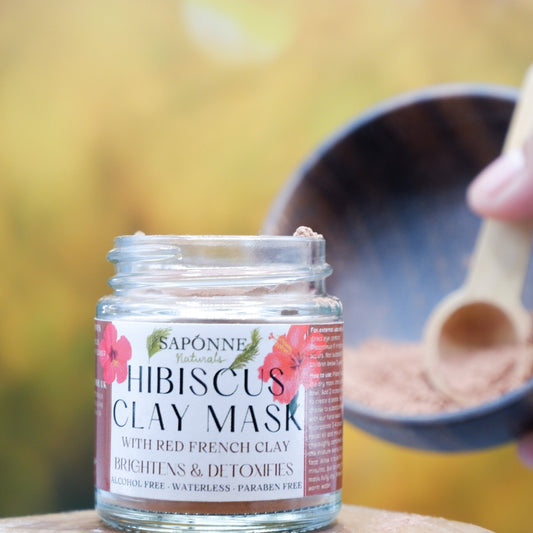 Hibiscus Clay Face Mask (Brightens & Detoxifies) - Sapónne Naturals